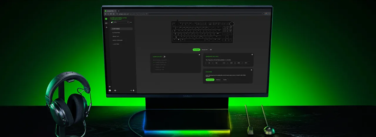 Official Razer Synapse Web setup showing browser-based device customization